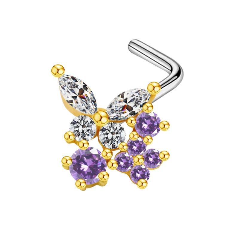 Butterfly & Flower Stud